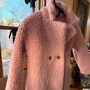 Adorable Biscotti Collezioni Dusty Pink Boucle Girls Fuzzy Winter Dress Coat 6